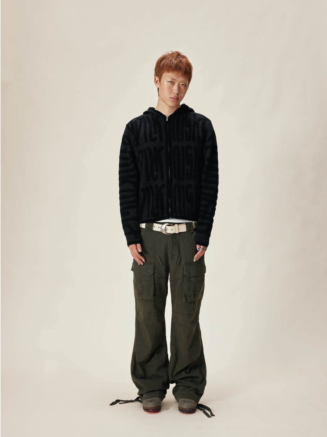 EVILKNIGHT(EK) Jacquard Knit Zip Up Hoodie