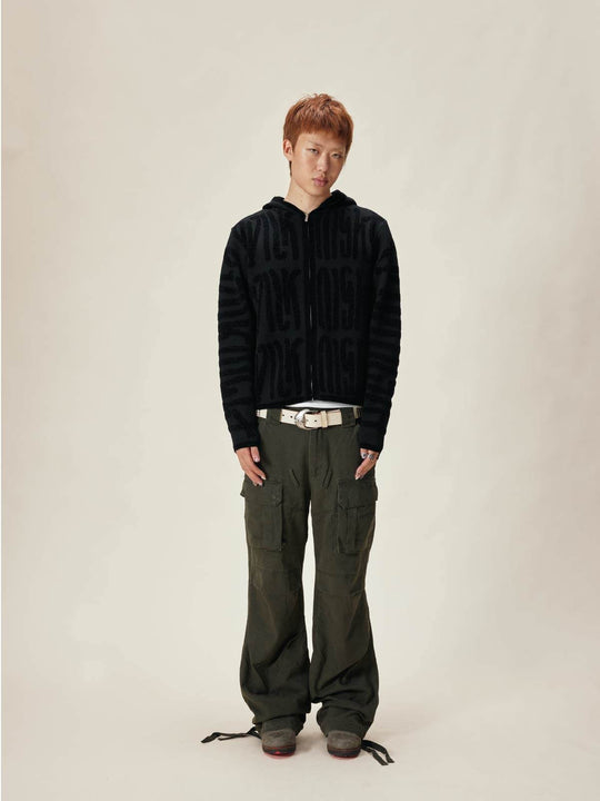 EVILKNIGHT(EK) Jacquard Knit Zip Up Hoodie