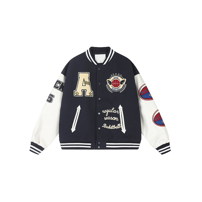 Achock Monogrammed Embroidered Flocked Baseball Jacket