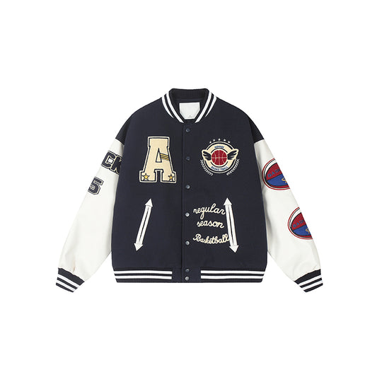 Achock Monogrammed Embroidered Flocked Baseball Jacket