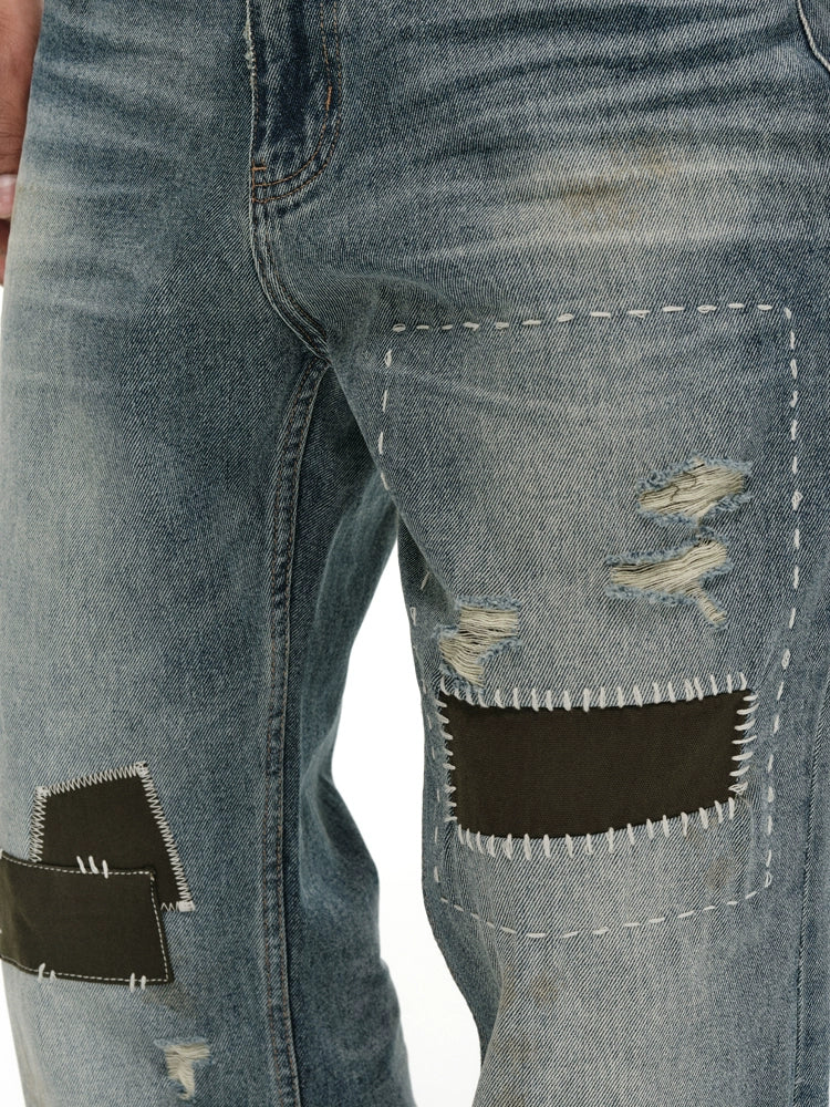 ANTIDOTE Washed Patched Jeans | Face 3 Face