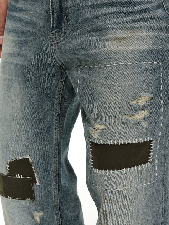 ANTIDOTE Washed Patched Jeans | Face 3 Face