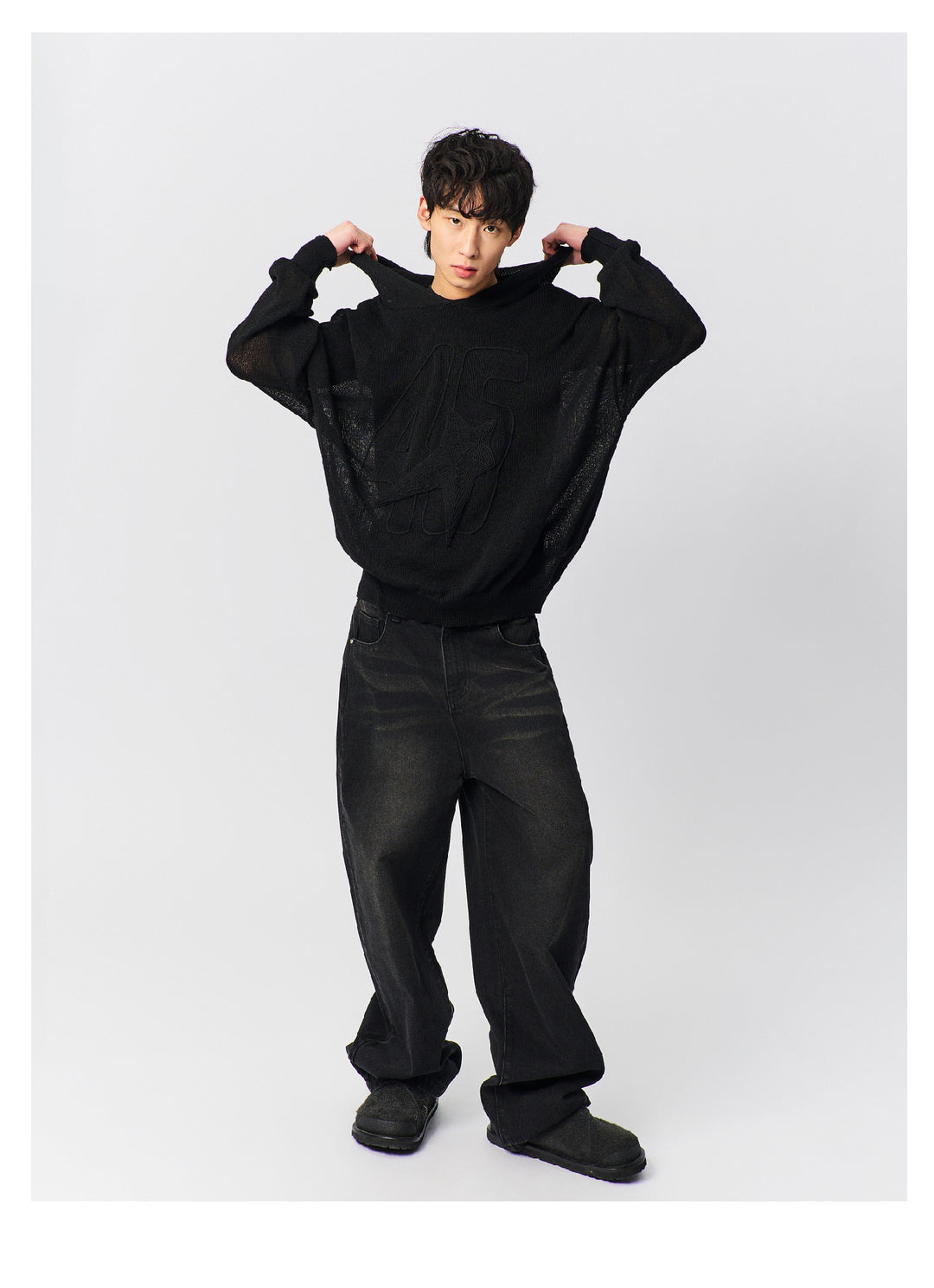 S45 Star Logo Mesh Knit Hoodie | Face 3 Face