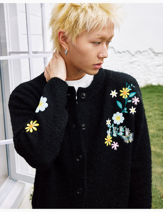 MEDM Floral Vine Embroidered Knit Cardigan | Face 3 Face