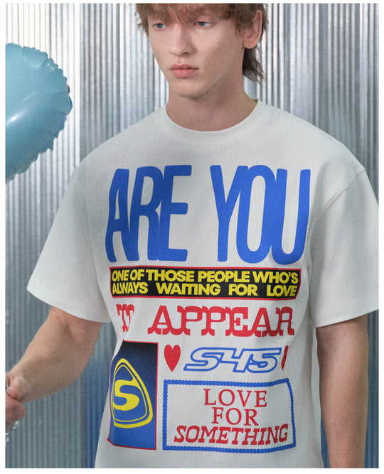 S45 Contrast Color Slogan Print Short Sleeve Tee | Face 3 Face