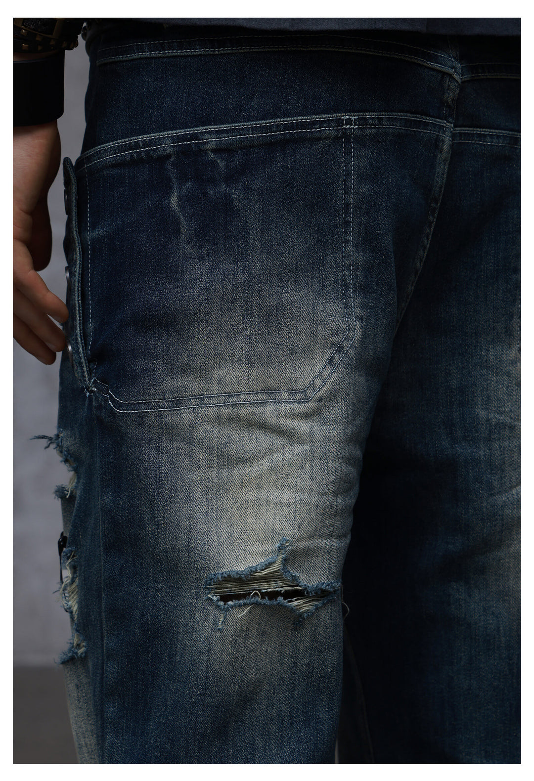 ANTIDOTE Stone Washed Ripped 3D Cut Jeans | Face 3 Face