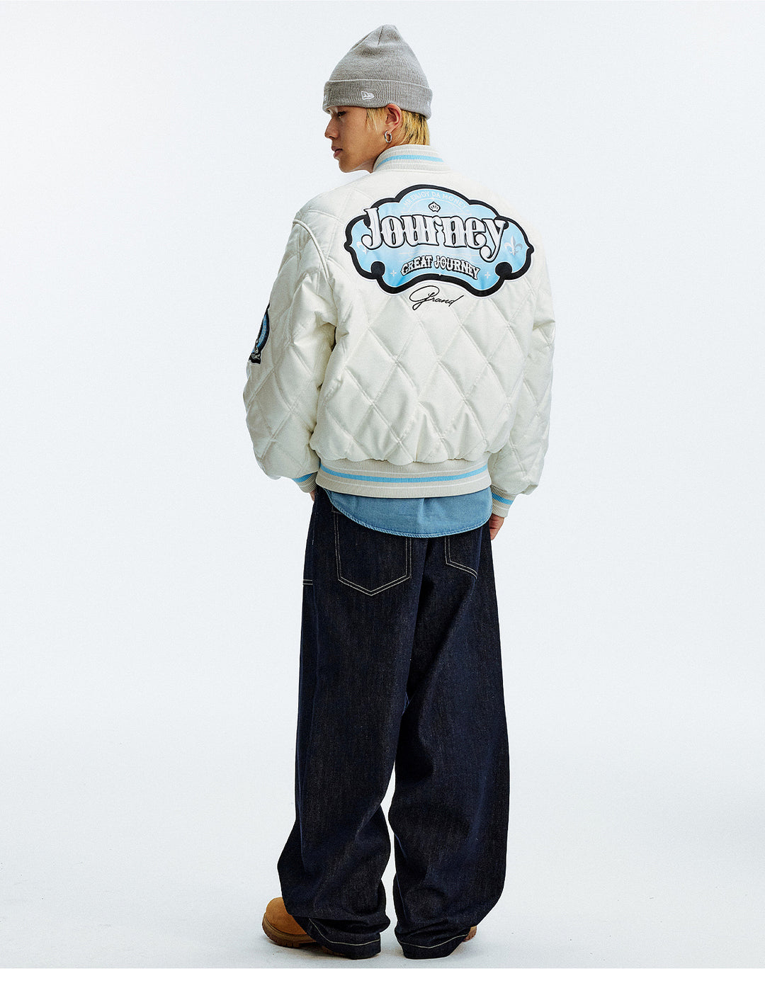 MEDM Diamond Quilted PU Leather Varsity Jacket | Face 3 Face