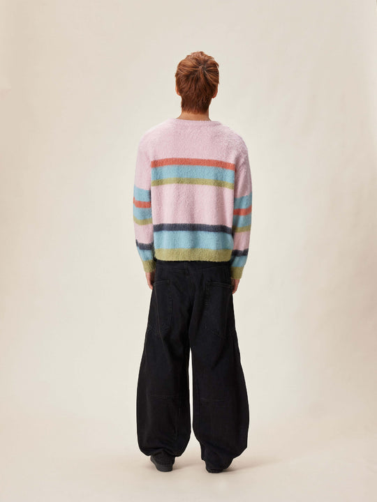 EVILKNIGHT(EK) Rainbow Striped Knit Sweater | Face 3 Face
