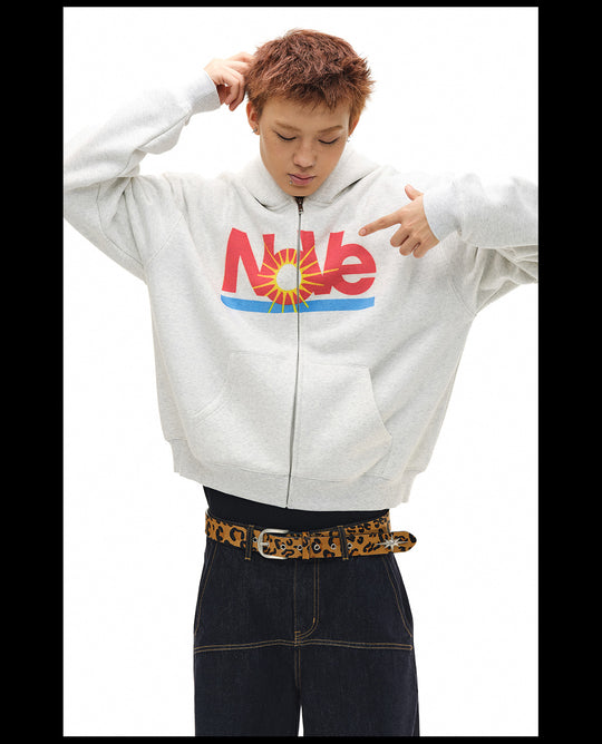 NOVACAM Vintage Monogram Print Zip Up Hoodie | Face 3 Face