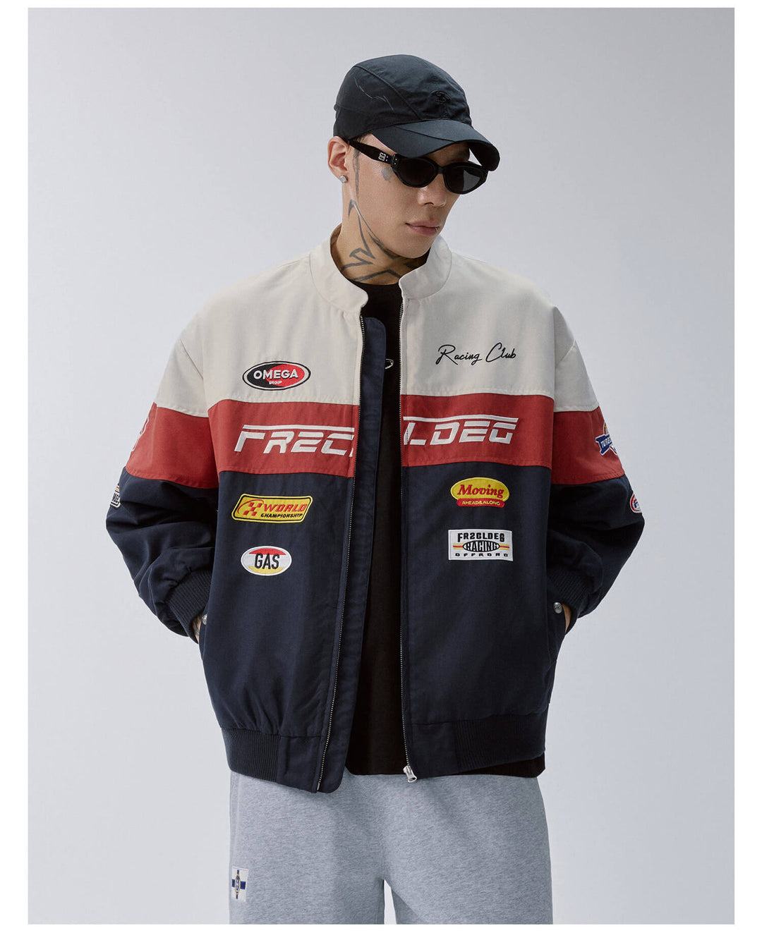 F2CE Patchwork Color Block Racing Jacket | Face 3 Face