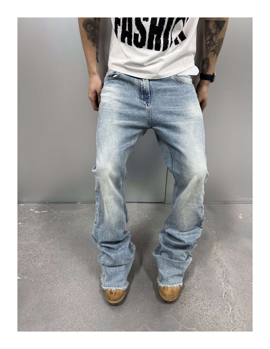 KARMANISTIC Cutoff Washed Flared Jeans | Face 3 Face