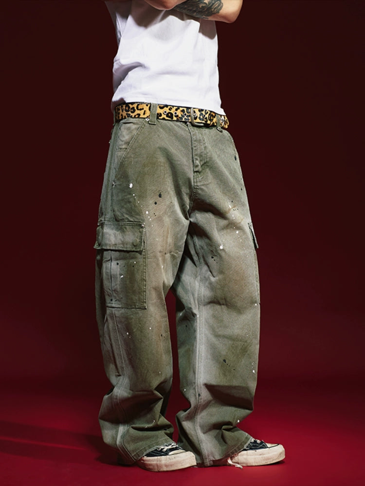 Remedy Washed Ink Splash Baggy Work Cargo Pants | Face 3 Face
