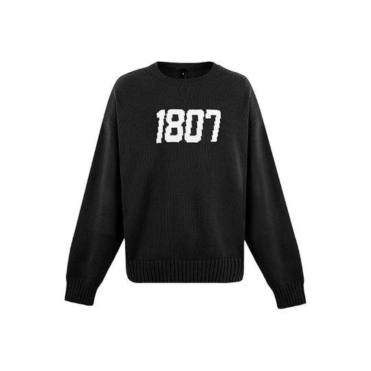 1807 Chenille Logo Jacquard Knit Sweater  | Face 3 Face