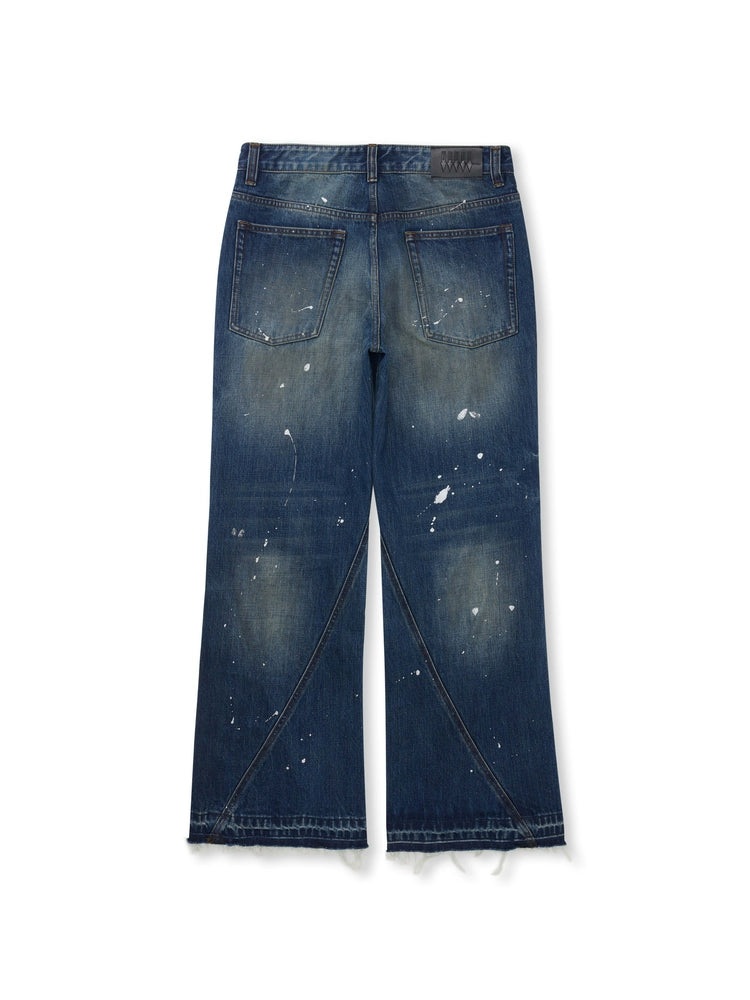 EVILKNIGHT(EK) Aged Splatter Ink Flared Denim Jeans | Face 3 Face