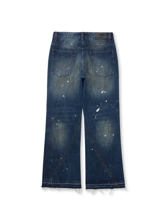 EVILKNIGHT(EK) Aged Splatter Ink Flared Denim Jeans | Face 3 Face