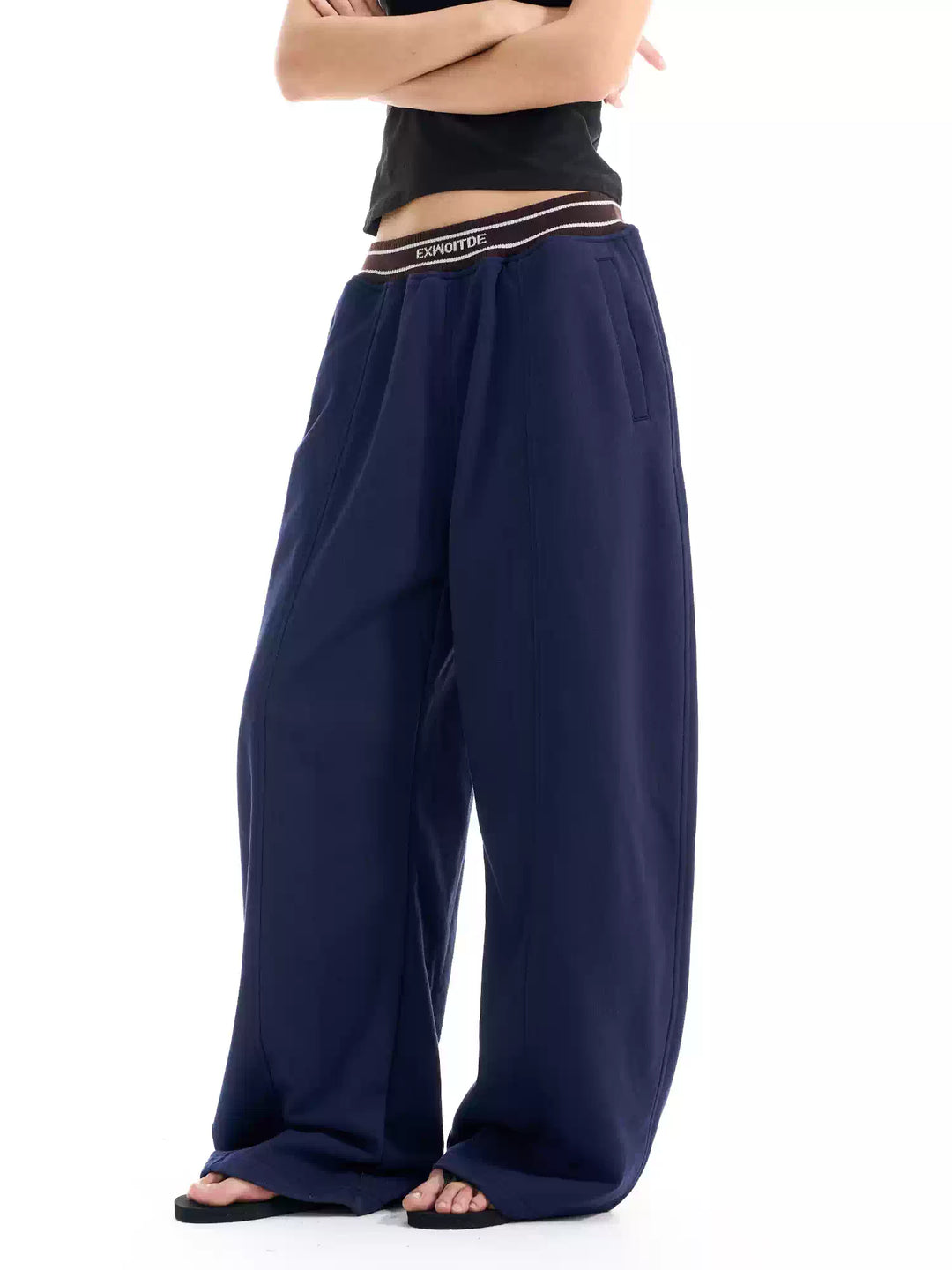 BLIND NO PLAN Ribbed Waist Baggy Sweatpants | Face 3 Face