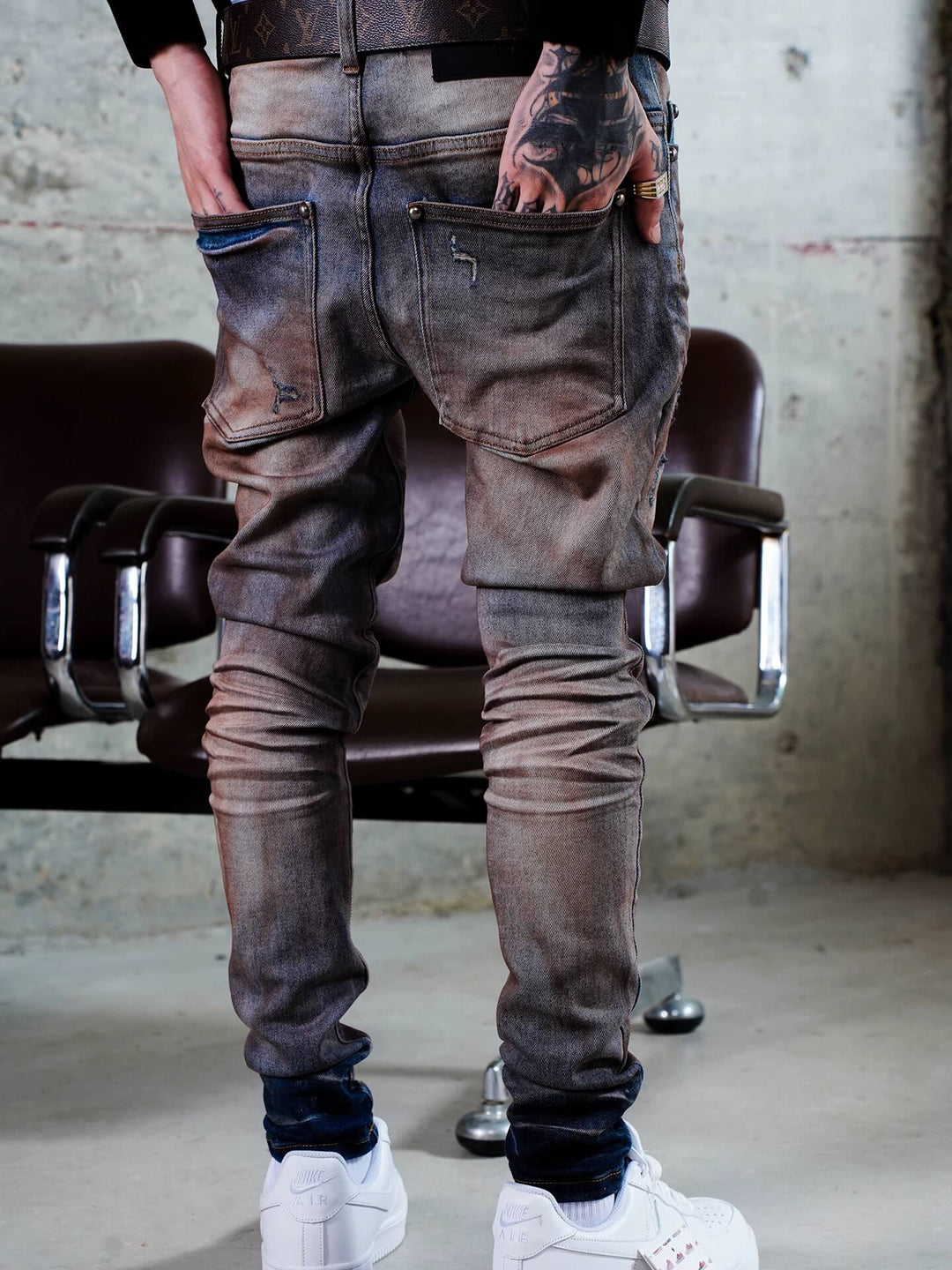 TGFCLUB Rust Washed Distressed Slim Fit Skinny Jeans | Face 3 Face