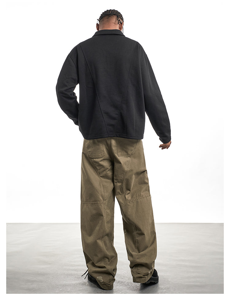 F3F Select Khaki Baggy Vertical Cut Work Pants | Face 3 Face