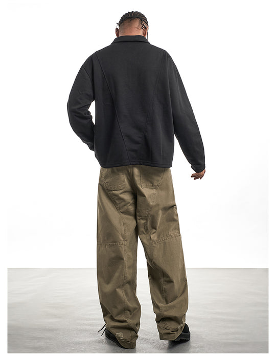 F3F Select Khaki Baggy Vertical Cut Work Pants | Face 3 Face