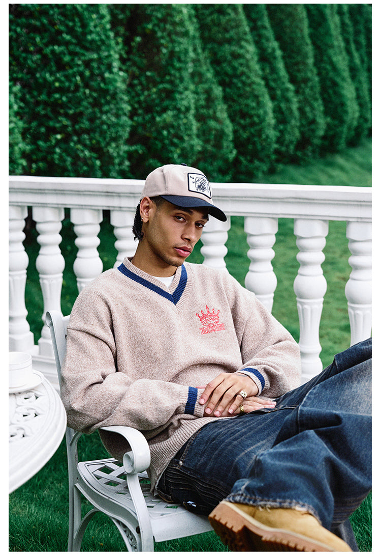 Remedy Embroidered V Neck Knit Sweater | Face 3 Face