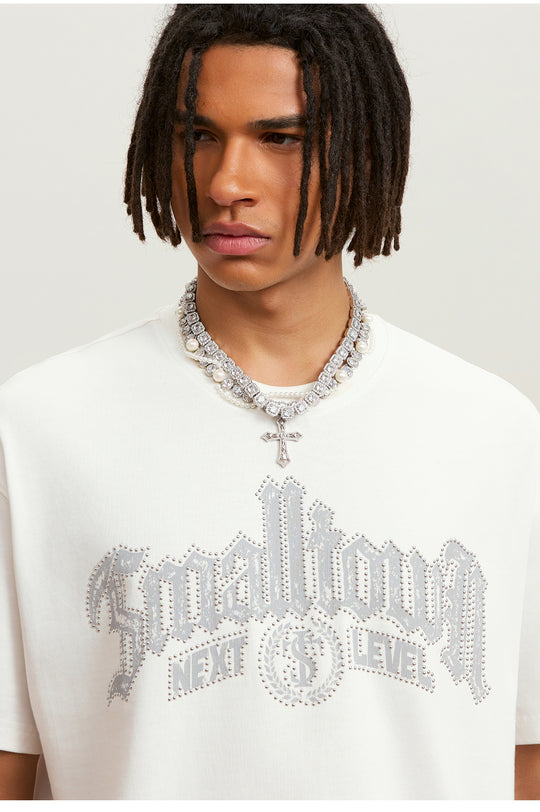 Small Town Kid Gothic Studded Logo Print Tee | Face 3 Face