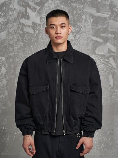 F3F Select Washed Denim Large Pockets Work Jacket | Face 3 Face