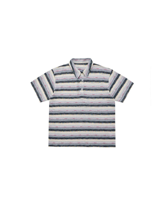 EVILKNIGHT(EK) Striped Embroidered Short Sleeve Polo | Face 3 Face