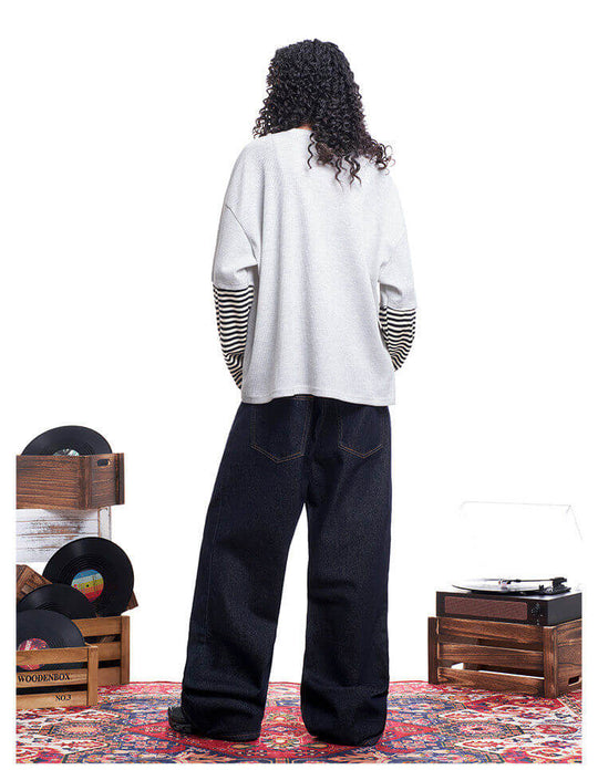 F3F Select Layered Stripe Long Sleeve Waffle Tee | Face 3 Face