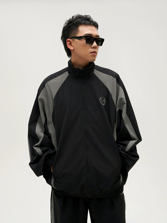 VOTE Black & Gray Patchwork Sport Track Jacket