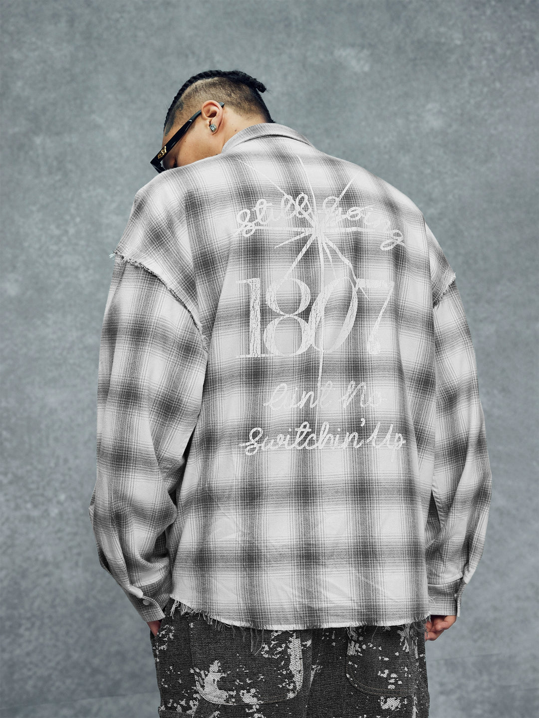 1807 Plaid Distressed Long Sleeve Shirt | Face 3 Face
