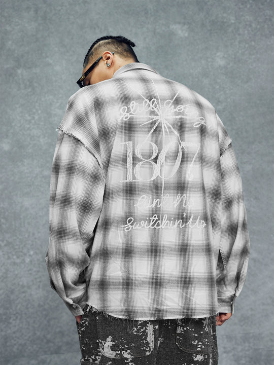 1807 Plaid Distressed Long Sleeve Shirt | Face 3 Face