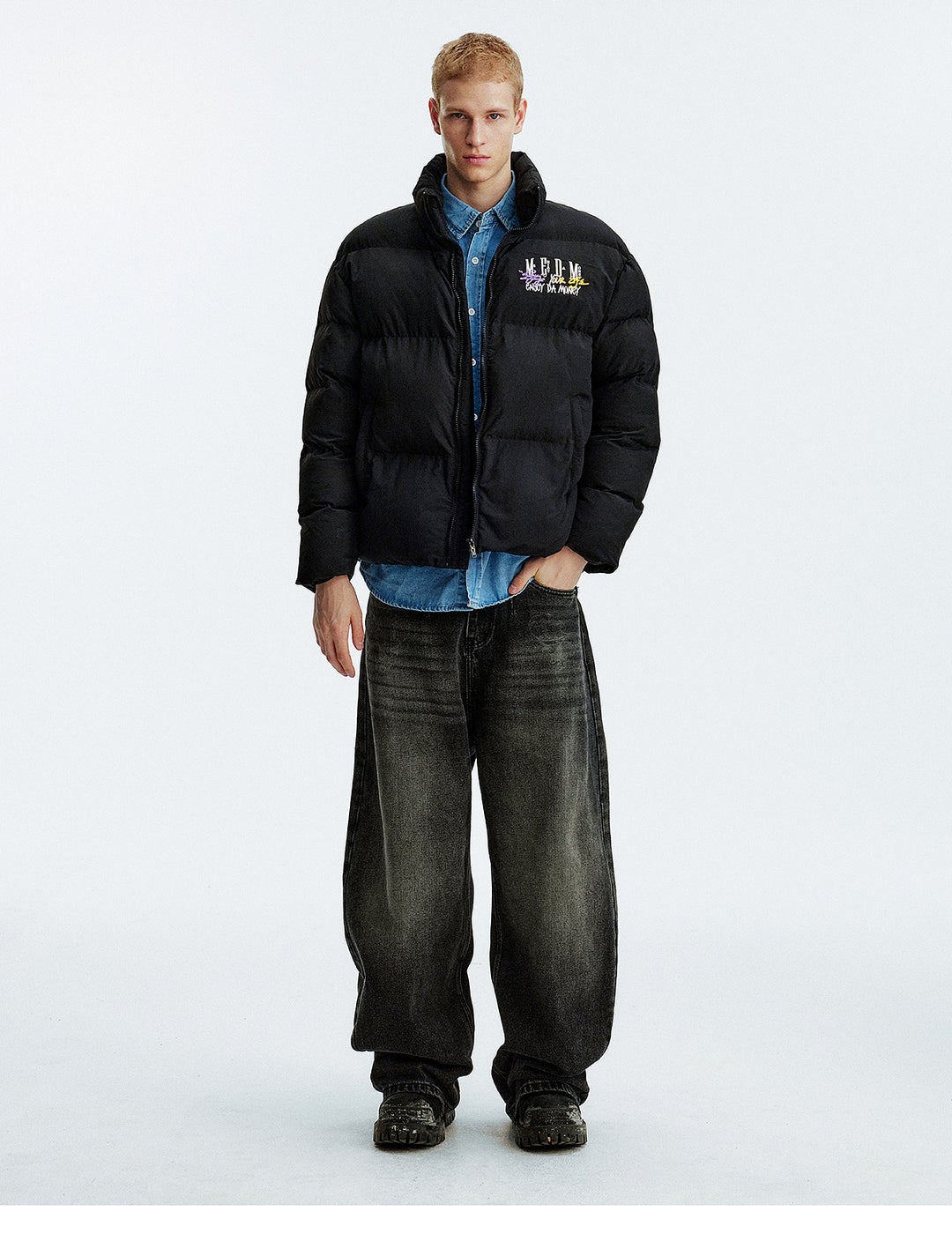 MEDM Gradient Embroidered Puffer Jacket | Face 3 Face
