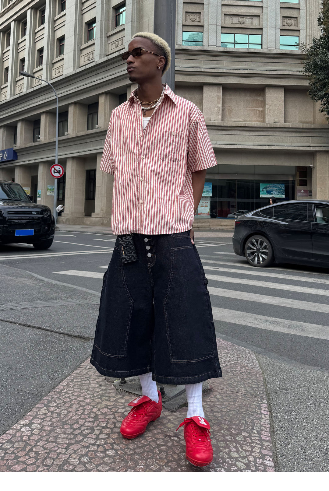 STEEPC Striped Boxy Wide Short Sleeve Shirt | Face 3 Face