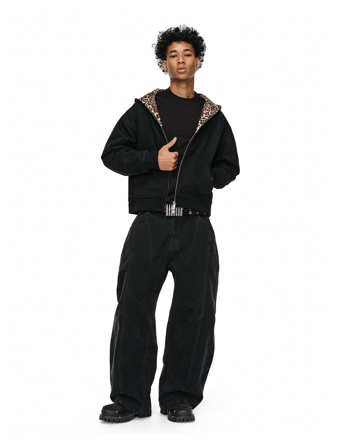 ANTIDOTE Leopard Print Lined Double-Zip Hoodie | Face 3 Face