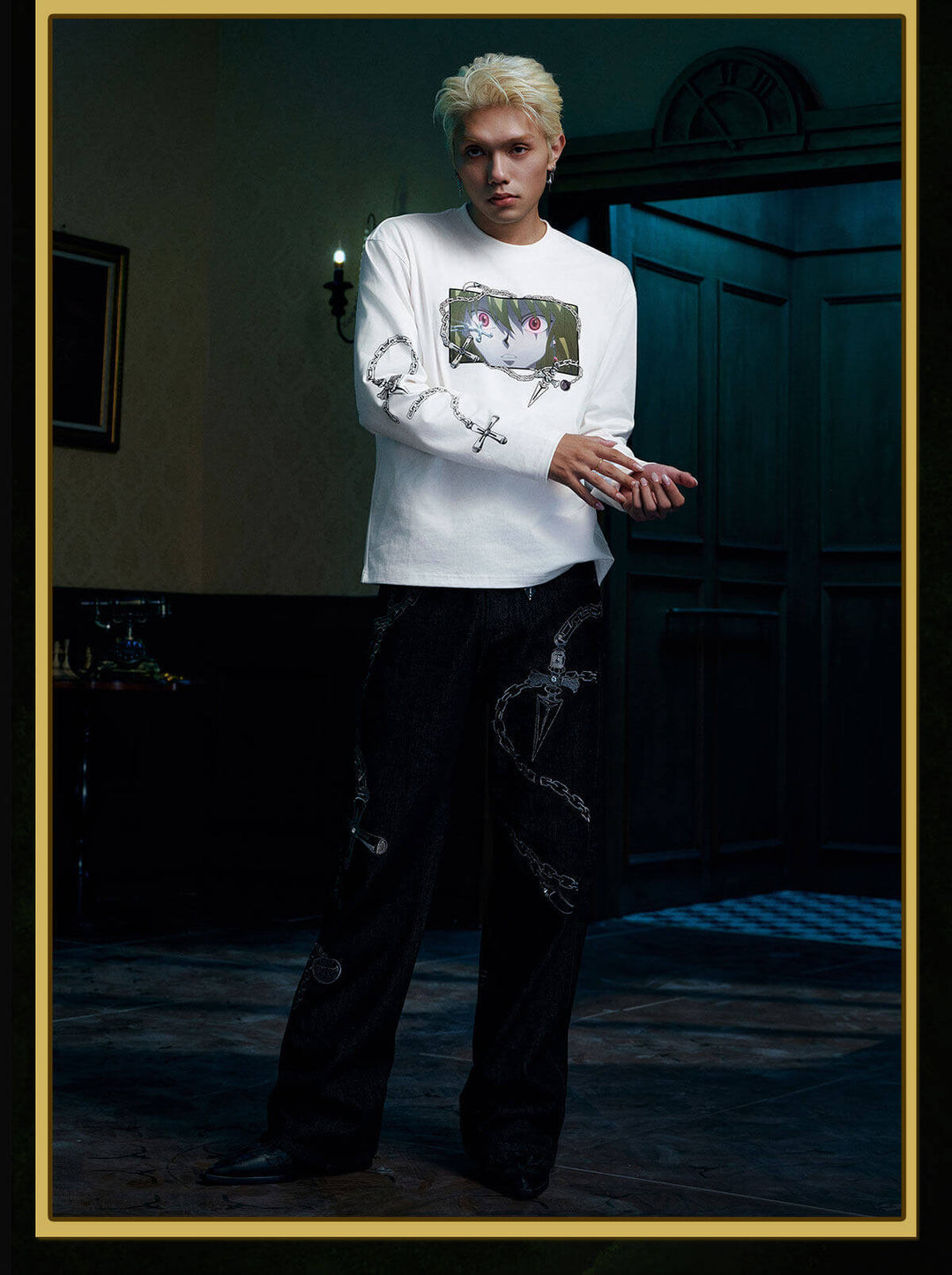 MEDM × HUNTER×HUNTER Character Print Embroidered Long Sleeve Tee | Face 3 Face