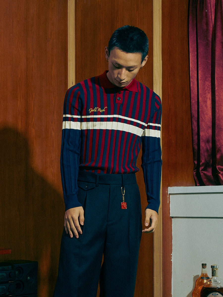 SOD Co. Rib Knit Striped Polo Shirt | Face 3 Face