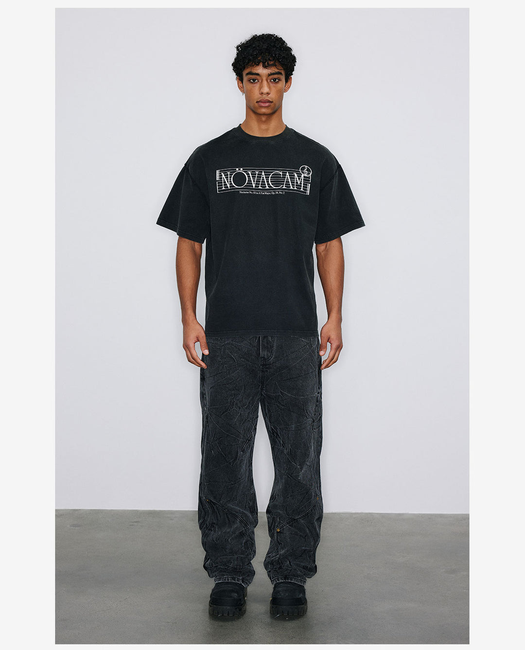 NOVACAM Musical Notes Logo Washed Reverse Stitching Tee | Face 3 Face