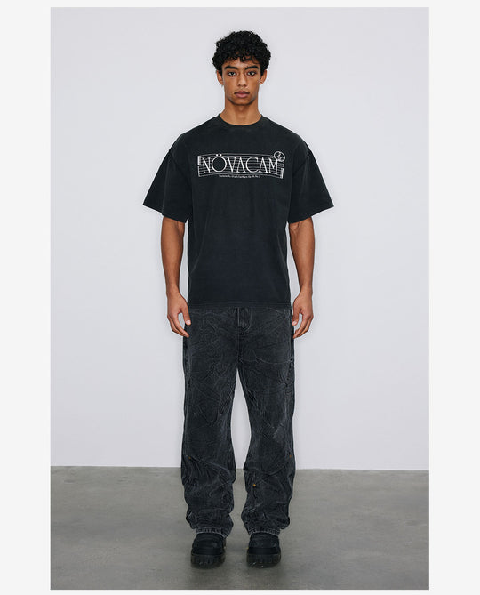 NOVACAM Musical Notes Logo Washed Reverse Stitching Tee | Face 3 Face