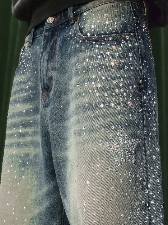 YADcrew Jeweled Rhinestone Star Washed Jeans | Face 3 Face