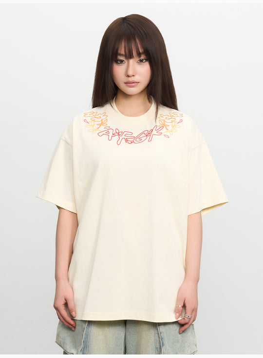 AFGK Floral Logo Neck Embroidered Tee | Face 3 Face
