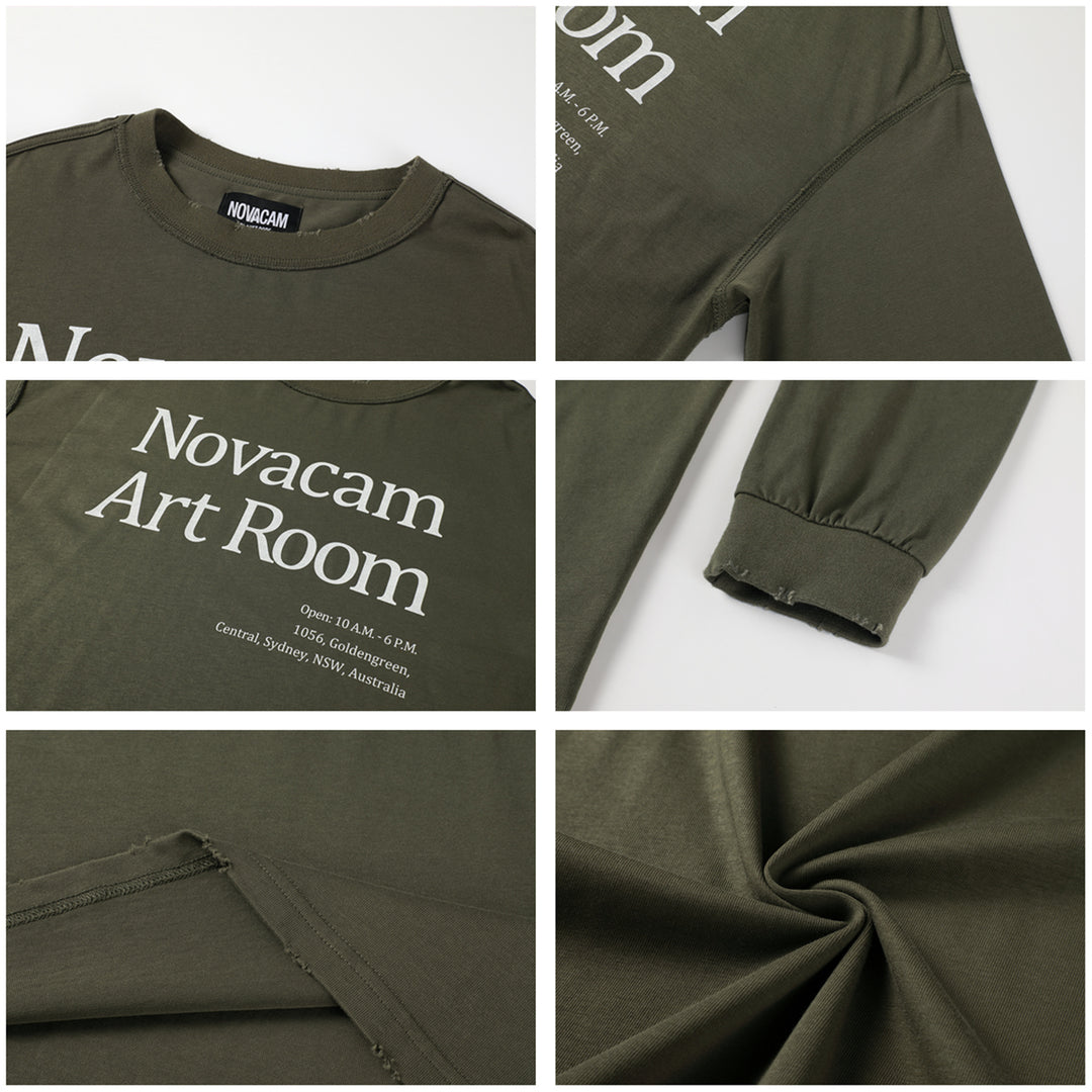 NOVACAM Novacam Art Room Backstitching Frayed Long Sleeve Tee | Face 3 Face
