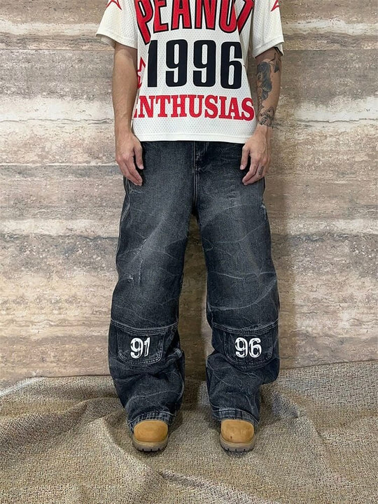 EVETS x LABT Heavy Lightning Whisker Washed Baggy Jeans | Face 3 Face