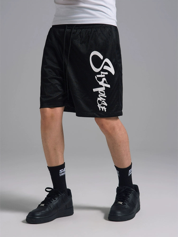 S45 Mesh Logo Print Basketball Shorts | Face 3 Face