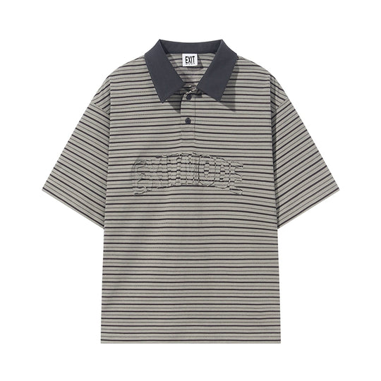 BLIND NO PLAN Striped Raw-Edge Patch Polo | Face 3 Face