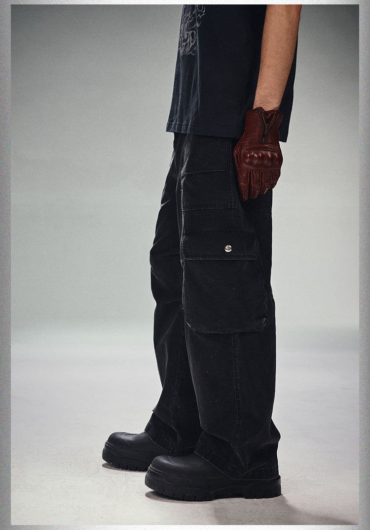 DICETINY Double Pleated Washed Baggy Cargo Pants | Face 3 Face