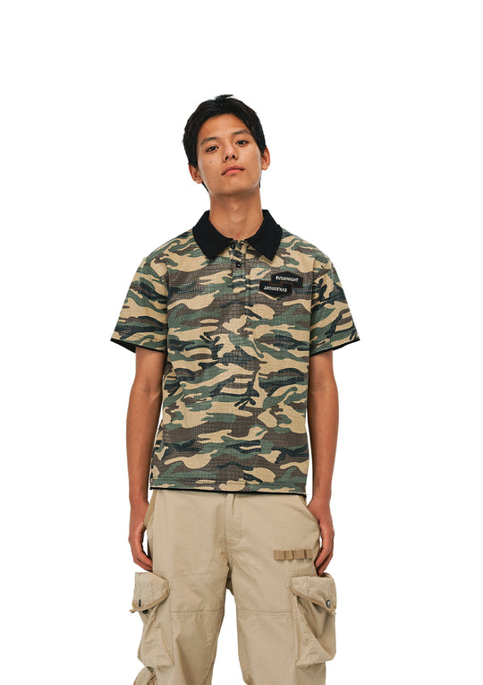 EVILKNIGHT(EK) Embossed Snake Print Camo Polo | Face 3 Face