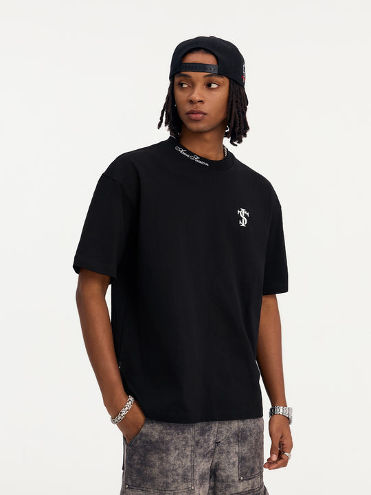 Small Town Kid Neckline Letter Embroidered Basic Tee | Face 3 Face