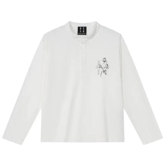 MEDM Rose Print Henley Long Sleeve Tee | Face 3 Face