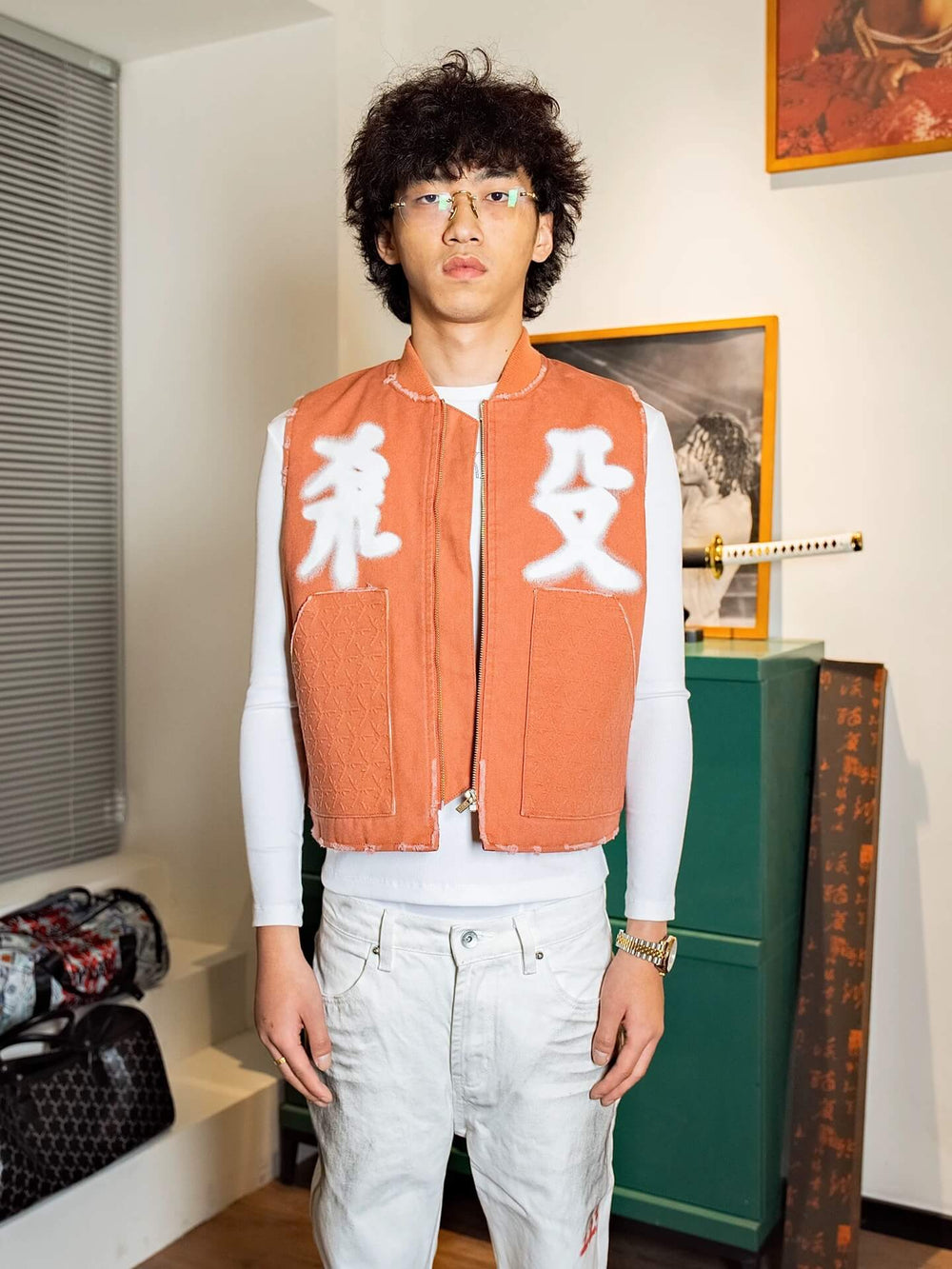 TGFCLUB Distressed Embossed Quilted Zip Up Vest | Face 3 Face