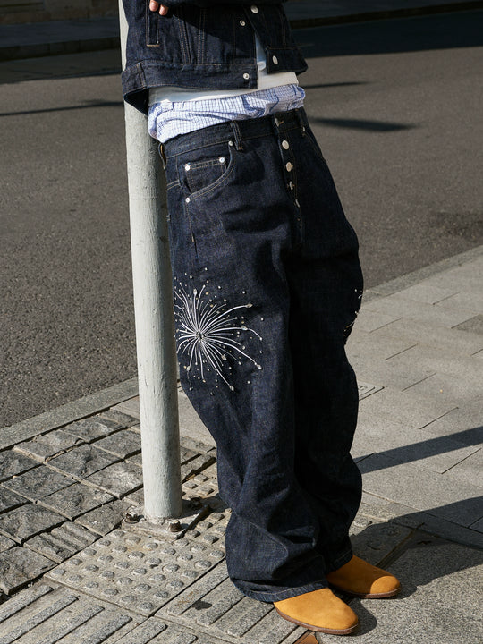 STEEPC Fireworks Rhinestone Denim Jeans | Face 3 Face